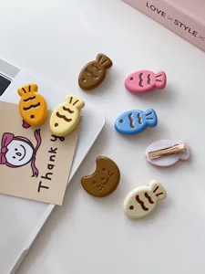 Cute candy color taiyaki hair clips sweet girl bangs clip stylish cartoon hair accessories