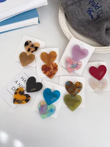 2-pack cute acetate heart hair clips stylish side bang clip sweet hair accessories for women