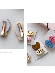 Cute candy color fish hair clips detail view, sweet cartoon side clips, high quality metal.