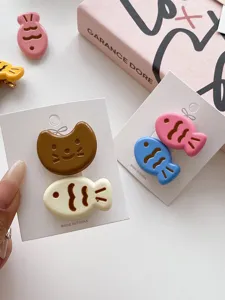 Cute candy color taiyaki hair clip sweet cartoon fish bangs clip for women and girls hair styling