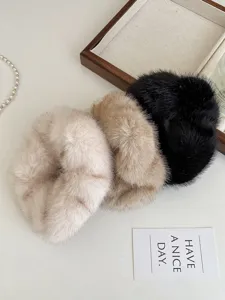 Pluche nep bont haarrekkers zachte winter elastische haarbanden leuke accessoires voor vrouwen
