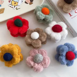 Sweet Plush Flower Hair Claw Clip Cute Shark Clip Soft Fluffy Floral Hair Accessory For Women Casual Daily Headwear Gift