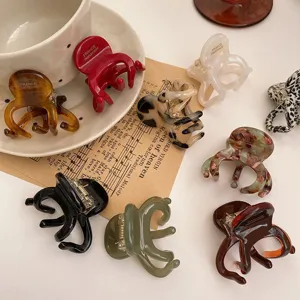Korean ins retro medium acetate hair claw clip, chic octopus shape hair accessory for women.