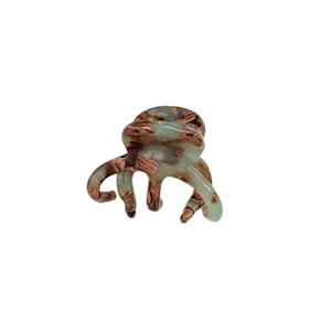 Green brown marbled hair claw clip medium size elegant acetate hair accessory for women daily use