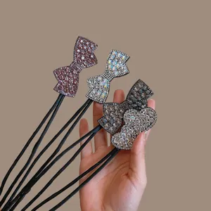 Rhinestone Bow Hair Bun Maker Lazy French Twist Hair Tool Sparkly Hair Styling Accessory