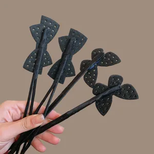 Black fabric lazy hair bun maker hair twist styling tool detail view for women accessories
