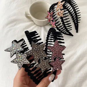 Serre-tête étoile en strass vue détaillée, accessoire de cheveux étincelant pour femmes et filles.
