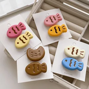 Cute candy color taiyaki hair clips sweet cartoon fish bangs clip sweet girl hair accessories