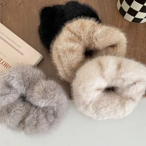 Pluche nep nerts bont haarelastiekjes set, zachte elastische haarbanden voor vrouwen winter.