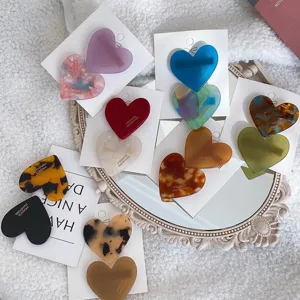 2PCS Heart-Shaped Hair Clips Resin Acetate Duckbill Clips For Women Side Bangs Ins Style Sweet Hairpins Hair Accessories