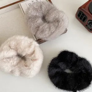 Winter neppe nertsenbont grote haarscrunchies pluche elastische haarreep haaraccessoires