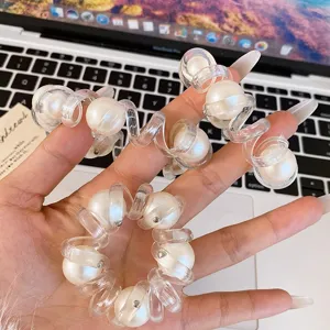 Elastici a spirale trasparenti con perle, elastici per capelli a cavo di telefono.