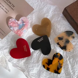 Cute colorful heart hair clips set acetate side clips sweet fashion hair accessories