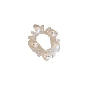 Semplice elastico per capelli a filo telefonico con perle trasparenti, accessorio capelli donna.