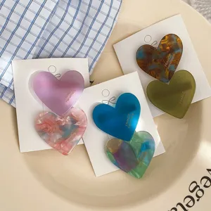 2-piece heart hair clips cute side bangs duckbill clip ins style hair accessories for women