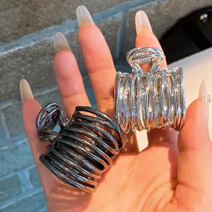 Lot pinces a cheveux metal simple geometrique argente noir griffe pince cheveux accessoires coiffure