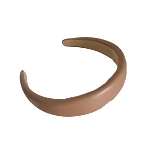 Wide PU Leather Padded Headband for Women Vintage Casual Hair Hoop Solid Color Daily Hair Accessories