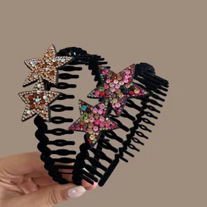 Serre-tête élégant strass étoile pour femmes, accessoire cheveux cristal brillant tendance.
