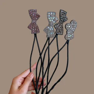 Rhinestone Lazy Hair Bun Maker Bow Hair Curler Styling Tool for Women Elegant Hair Accessories