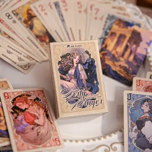 Carte da Gioco Retrò in Stile Art Nouveau Tema Illustrazione Preghiera Divina Mazzo di Poker per Gioco da Tavolo