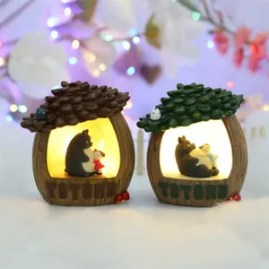 Linda Luz Nocturna Totoro de Resina Decoración Lámpara Mesa LED Cálida Regalo Dormitorio