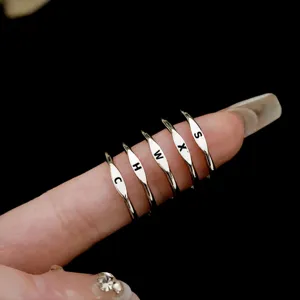 Minimalistischer Edelstahl Initialen Ring Für Damen Herren Persönlicher Buchstabe Alphabet Bandring Mode Täglichen Schmuck Fingerring