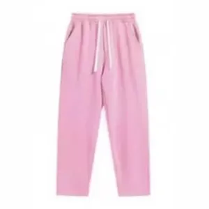 Pink high waist drawstring casual straight leg loose wide leg sweatpants for women streetwear
