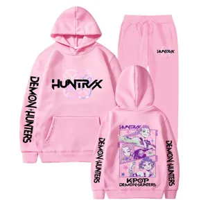Rosa Kapuzenpullover und Jogginghose Set mit stilvollem Grafikdruck, Freizeit Jogginganzug.