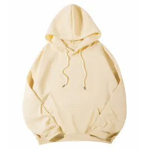 Sweat à Capuche Unisexe Décontracté en Polyester Doublé Polaire Couleur Unie Ample Épaules Tombantes Poche Kangourou pour Sports Hommes Femmes