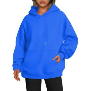 Sweat à capuche uni oversize grandes tailles pour hommes et femmes, pull décontracté