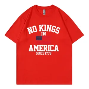 Dames rood korte mouw ronde hals t-shirt met patriottische Amerika slogan print casual top