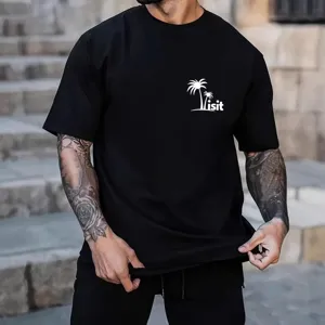 Casual Cotton Round Neck Hawaiian Surfing Print T-Shirt Loose Short Sleeve Top For Men Women Summer Tropical Vacation Graphic Tee