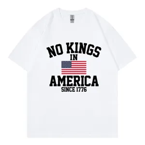 Dames casual ronde hals korte mouw T-shirt met US slogan print, comfortabele zomertop.