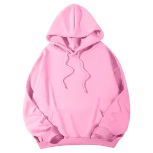 Sweat à capuche rose oversize pour femme et homme avec poche kangourou pratique.