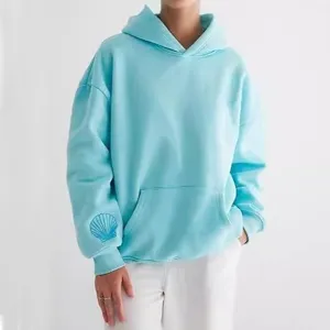Γυναικείο φούτερ oversize με κουκούλα και κέντημα κοχύλι casual streetwear top μπλούζα