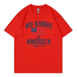 Casual red short sleeve T-shirt with vintage American slogan chest print for daily wear.