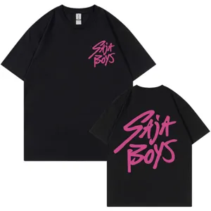 2025 New Saja Boys Print Oversized Short Sleeve T-Shirt for Men and Women Casual Top