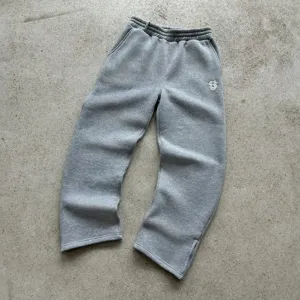 Men women grey fleece sweatpants casual streetwear hip hop high street loose trousers.