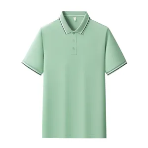 Men's short sleeve polo shirt casual contrast stripe turn-down collar summer top casual