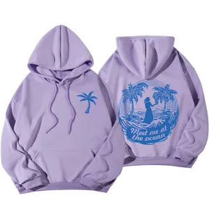 Femme sweat à capuche graphique décontracté manches longues pull de plage élégant