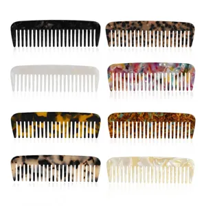 Pettine per Capelli in Acetato a Denti Larghi Antistatico Tartarugato Marmo Pettine Tascabile Portatile Unisex Accessori Capelli per Viaggio Quotidiano