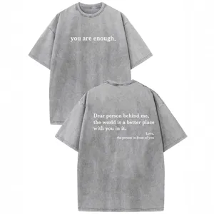 Maglietta vintage slavata oversize in cotone a manica corta con stampa di lettere donna