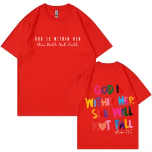 Rotes Baumwoll-Kurzarm-T-Shirt mit Grafik für Damen und Herren, lässiges Oversized Oberteil
