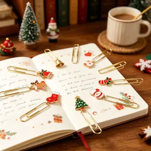 Dekorative weihnachtliche Metall Büroklammern süße Lesezeichen Briefpapier Set Neu