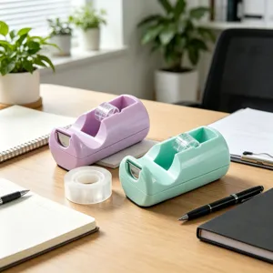 Macaron color desktop tape dispenser cute office stationery tape cutter tool desktop organizer