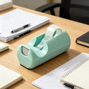 Macaron green tape dispenser office desktop stationery clear adhesive tape cutter holder tool