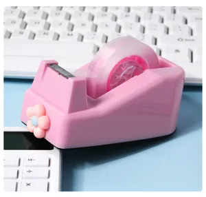 Pink cute flower tape dispenser for desktop stationery macaron tape cutter office supplies