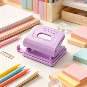 Kompakter pastelllila manueller Zweilochlocher für Binderpapier und Bürobedarf Produktdetails