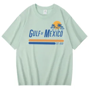 T-shirt à manches courtes vert décontracté pour hommes et femmes avec imprimé vintage.