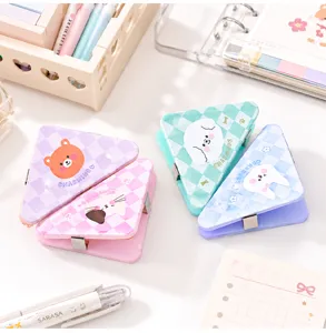 Cute checkered triangle paper clips set for student document sorting and stationery organization.